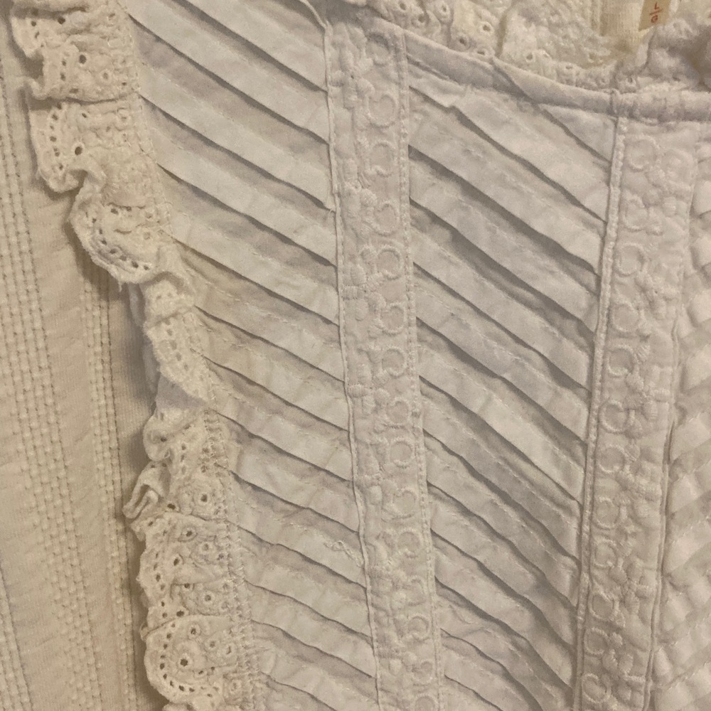 Free People Cream Ruffle Lace Pullover Cropped Top - Picture 5 of 12